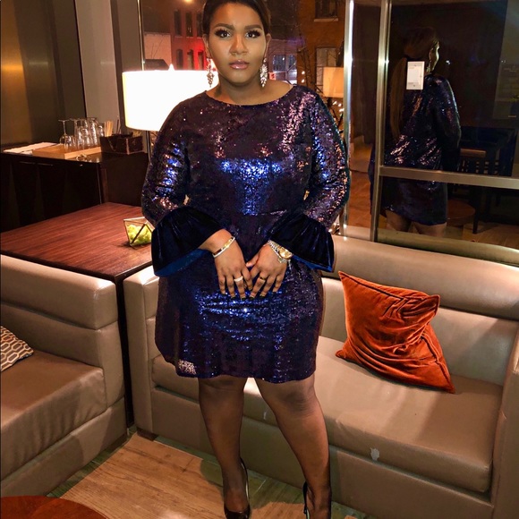 ASOS Navy Blue Sequin dress - Picture 4 of 4